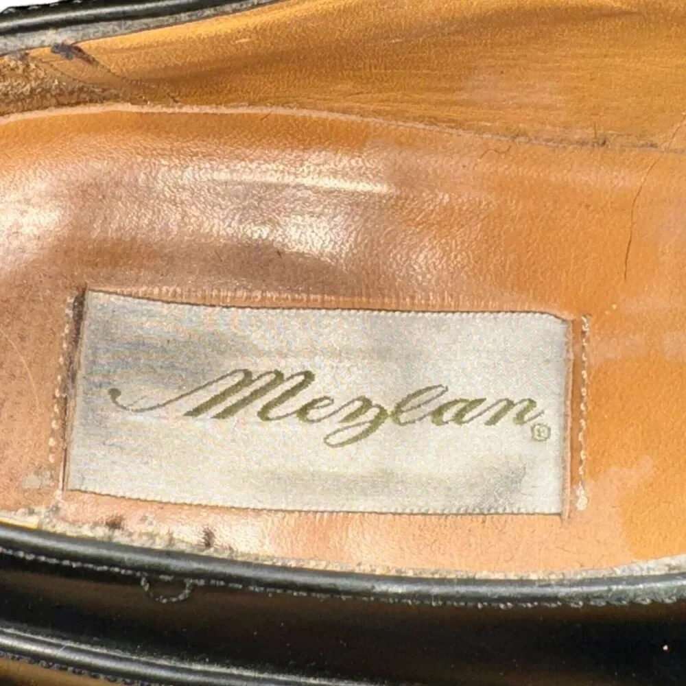 Mezlan Circo Dress Shoes Men's Size 10 M Black Leather Monk Strap Apron Toe